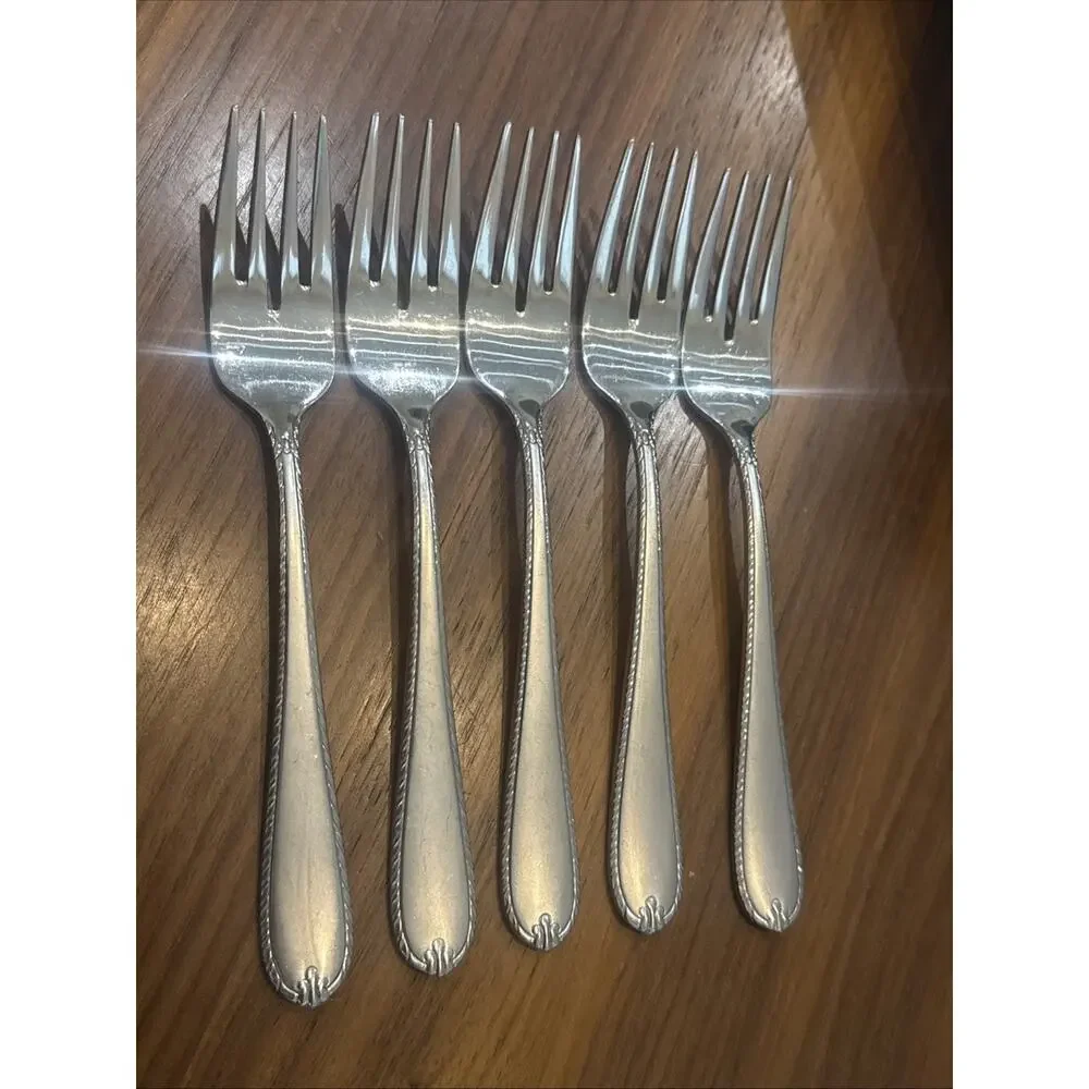 5 Hampton Silversmiths RACHELLE FROST Salad Forks Stainless Steel 18/10 Korea